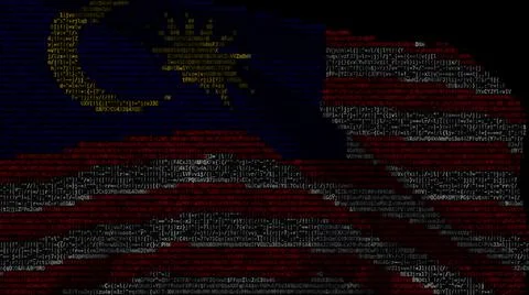 Flag of Malaysia made of computer code, 3d rendering Stockillustratie