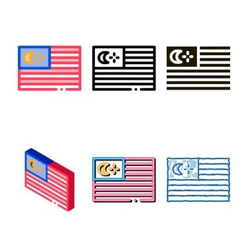 Flag of malaysia modern icon vector outline Stock Illustration