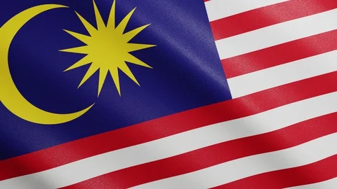Flag of Malaysia with Realistic Fabric Texture Waving in the Wind. Video stock 129166458