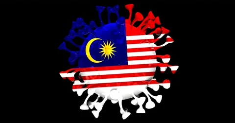 Flag of Malaysia on Seamless looping 3D animation of the covid-19 Corona Virus Stock Footage 166463468
