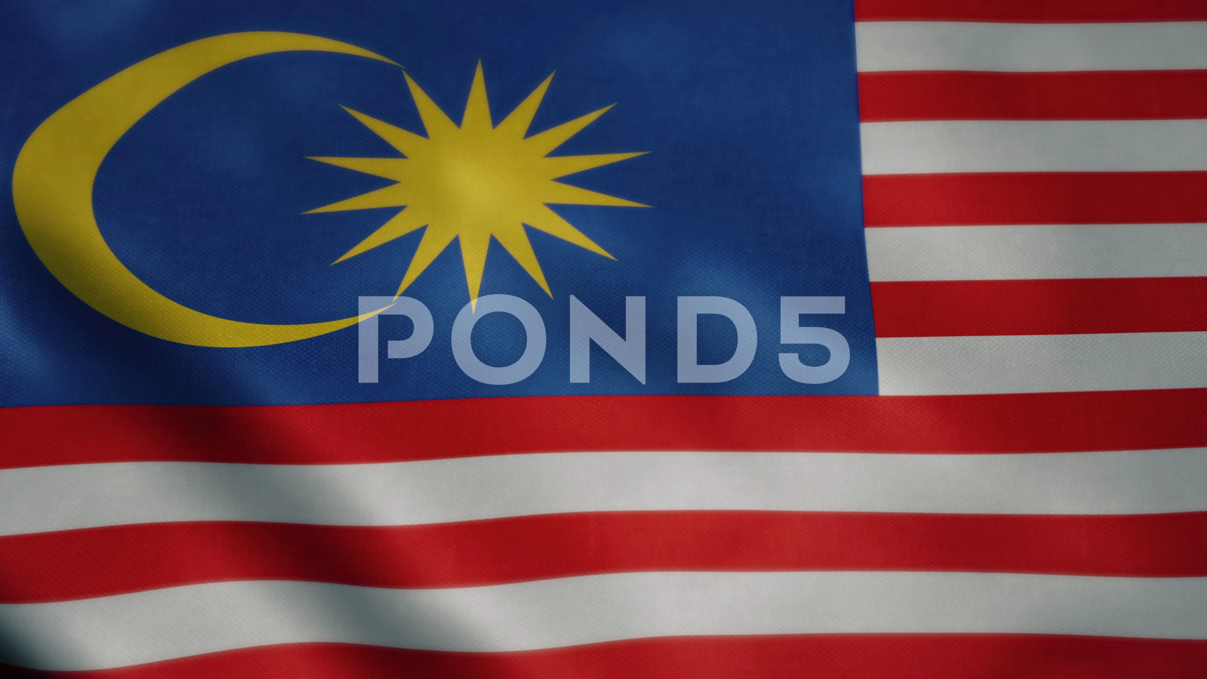 Flag of Malaysia, slow motion waving. Looping animation. Ideal for sport