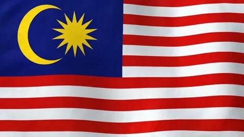 The flag of Malaysia waves in the wind Stock Footage 340523258