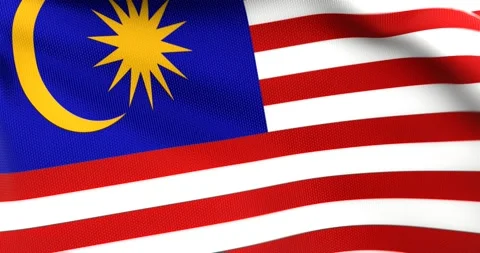 Flag of Malaysia Waving 3D Animation Close up, 4K UHD 60 FPS Stock Footage 165521166
