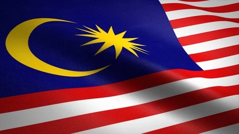 Flag of Malaysia. Waving flag with highly detailed fabric texture seamless Stock Footage 121958344