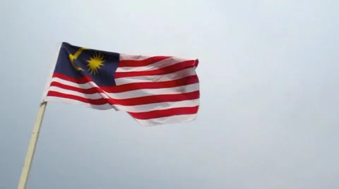 Flag of Malaysia waving in the wind Stock Footage 34386184