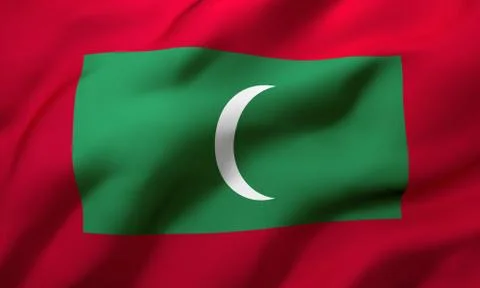 Flag of Maldives blowing in the wind Stock Illustration
