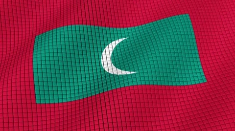 The flag of the Maldives is developing waves. Looped. Full HD 1080. Video stock 55158782