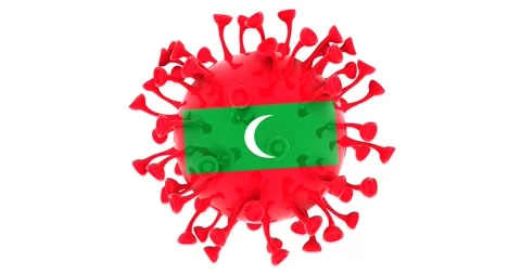 Flag of the Maldives on Seamless looping 3D animation of the Corona Virus Stock Footage 166463459