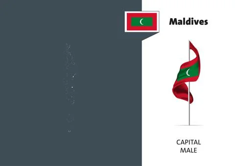 Flag of the Maldives on white background. Dotted map of Maldives Stock Illustration