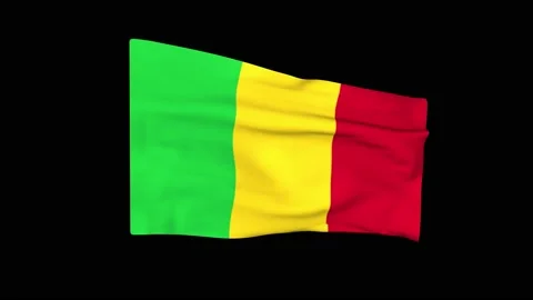Flag of Mali on a black background. 3D animation. Stock Footage 239347672