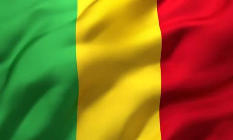Flag of Mali blowing in the wind Stock Illustration