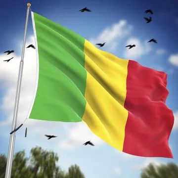 Flag of Mali, This is a computer generated and 3d rendered image Illustrazione stock