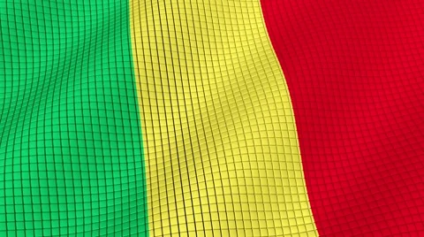The flag of Mali is developing waves. Looped. Full HD 1080. Stock Footage 55157713
