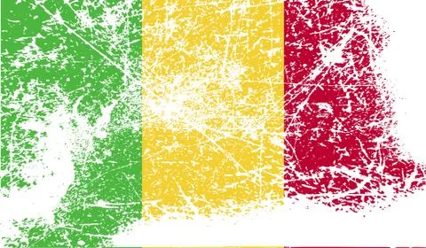 Flag of Mali with old texture. Stock Illustration