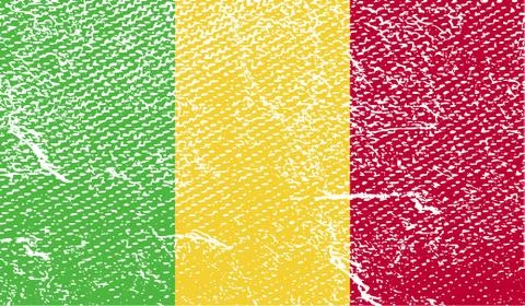 Flag of Mali with old texture. Stock Illustration