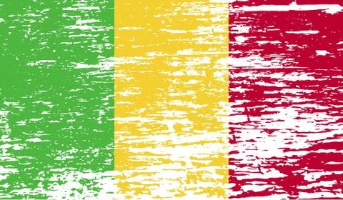 Flag of Mali with old texture. Vector Stock Illustration