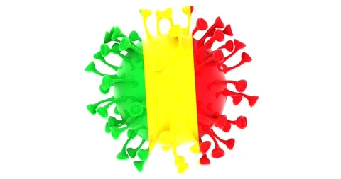 Flag of Mali on Seamless looping 3D animation of the covid-19 Corona Virus Stock Footage 166463450