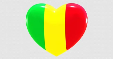 Flag of Mali on turning Heart 3D Loop Animation with Alpha Channel 4K UHD 60FPS Stock Footage 170454882