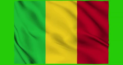 Flag of Mali waving on a samless loop over an easily removable background Stock Footage 98372162