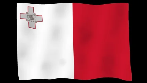 Flag of Malta, 60 fps, slow motion, lopped, alpha channel Stock Footage 99957972