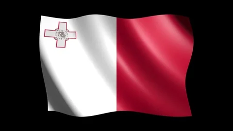 Flag of Malta isolated on alpha channel, seamless looping Stock Footage 73531968