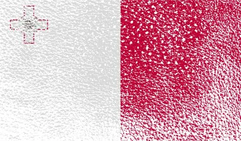Flag of Malta with old texture. Stock Illustration