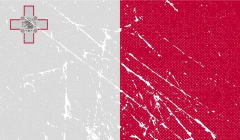 Flag of Malta with old texture. Stock Illustration