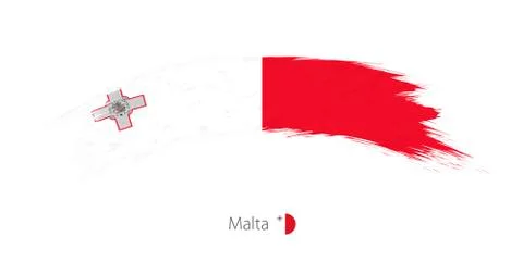 Flag of Malta in rounded grunge brush stroke. Stock Illustration