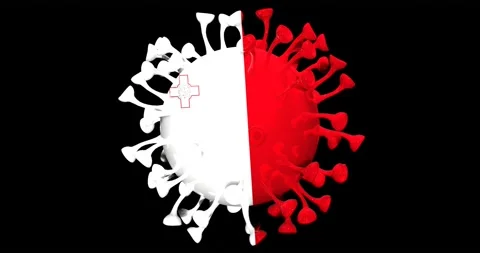 Flag of Malta on Seamless looping 3D animation of the covid-19 Corona Virus Stock Footage 166463497
