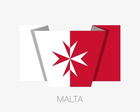 Flag of Malta. Version with Maltese Cross. Flat Icon Waving Flag with Country Stock Illustration