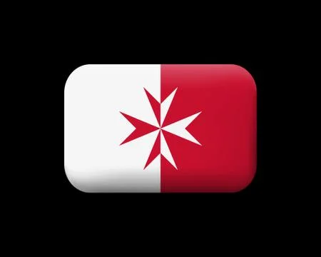 Flag of Malta. Version with Maltese Cross. Matted Vector Icon and Button. Rec Stock Illustration