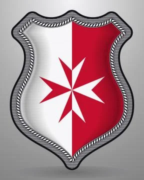 Flag of Malta. Version with Maltese Cross. Vector Badge and Icon Stock Illustration
