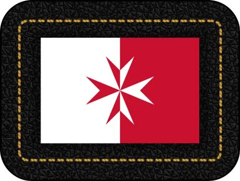 Flag of Malta. Version with Maltese Cross. Vector Icon on Black Leather Backd Stock Illustration