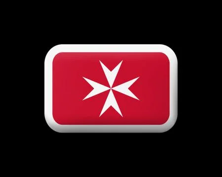 Flag of Malta. Version with Maltese Cross. Matted Vector Icon and Button. Rec 库存插图