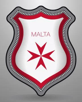 Flag of Malta. Version with Maltese Cross. Vector Badge and Icon Stock Illustration