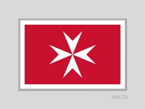 Flag of Malta. Version with Maltese Cross. National Ensign Aspect Ratio 2 to  Stock Illustration