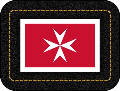 Flag of Malta. Version with Maltese Cross. Vector Icon on Black Leather Backd Stock Illustration