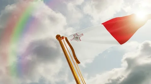 Flag of Malta Waving, Realistic Animation, 4K UHD 60 FPS Slow-Motion Stock Footage 134495716