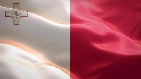 Flag of Malta waving in the wind. 3D Waving flag design. Stock Illustration