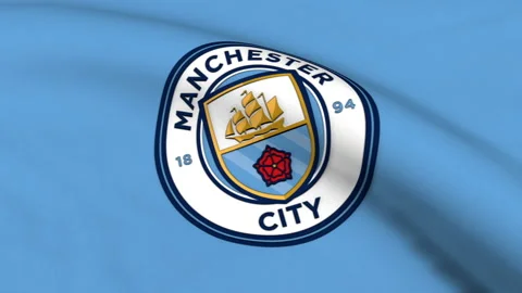 Manchester City FC, creative 3D logo, blue background, 3d emblem