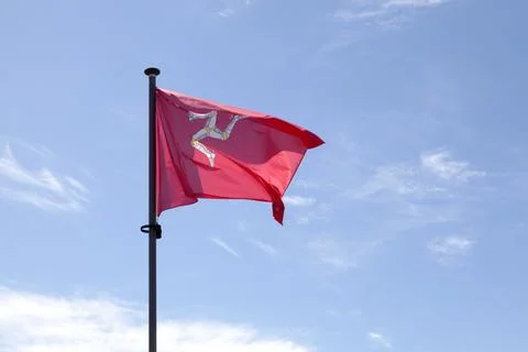 Flag of Mann waving Stock Photos