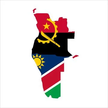 Flag Map of Angola and Namibia Countries Stock Illustration