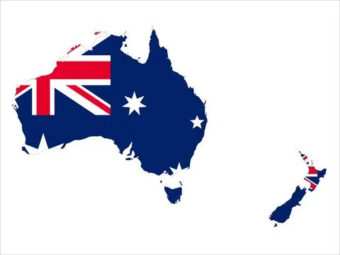 Flag Map of Australia and New Zealand Countries Stock Illustration