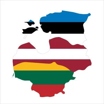 Flag Map of Baltic countries Stock Illustration