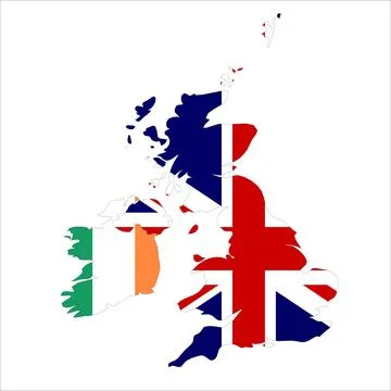 Flag Map of British Isles Countries Stock Illustration
