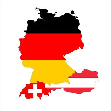 Flag Map of German Speaking Countries Stock Illustration