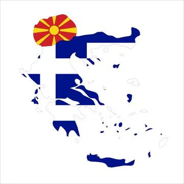 Flag Map of Greece and North Macedonia Stock Illustration