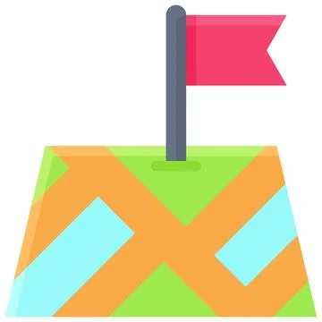 Flag on map icon, location map and navigation vector Stock Illustration
