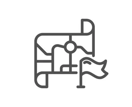 Flag on map line icon. Goal destination sign. Vector Stock Illustration