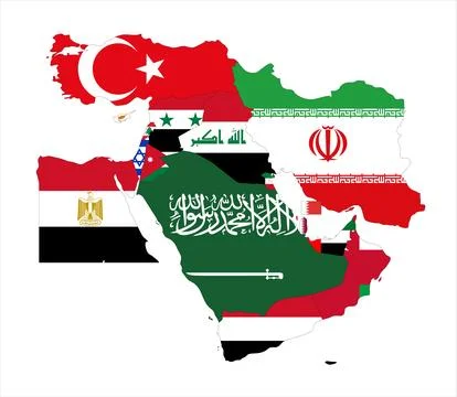 Flag Map of Middle East Stock Illustration